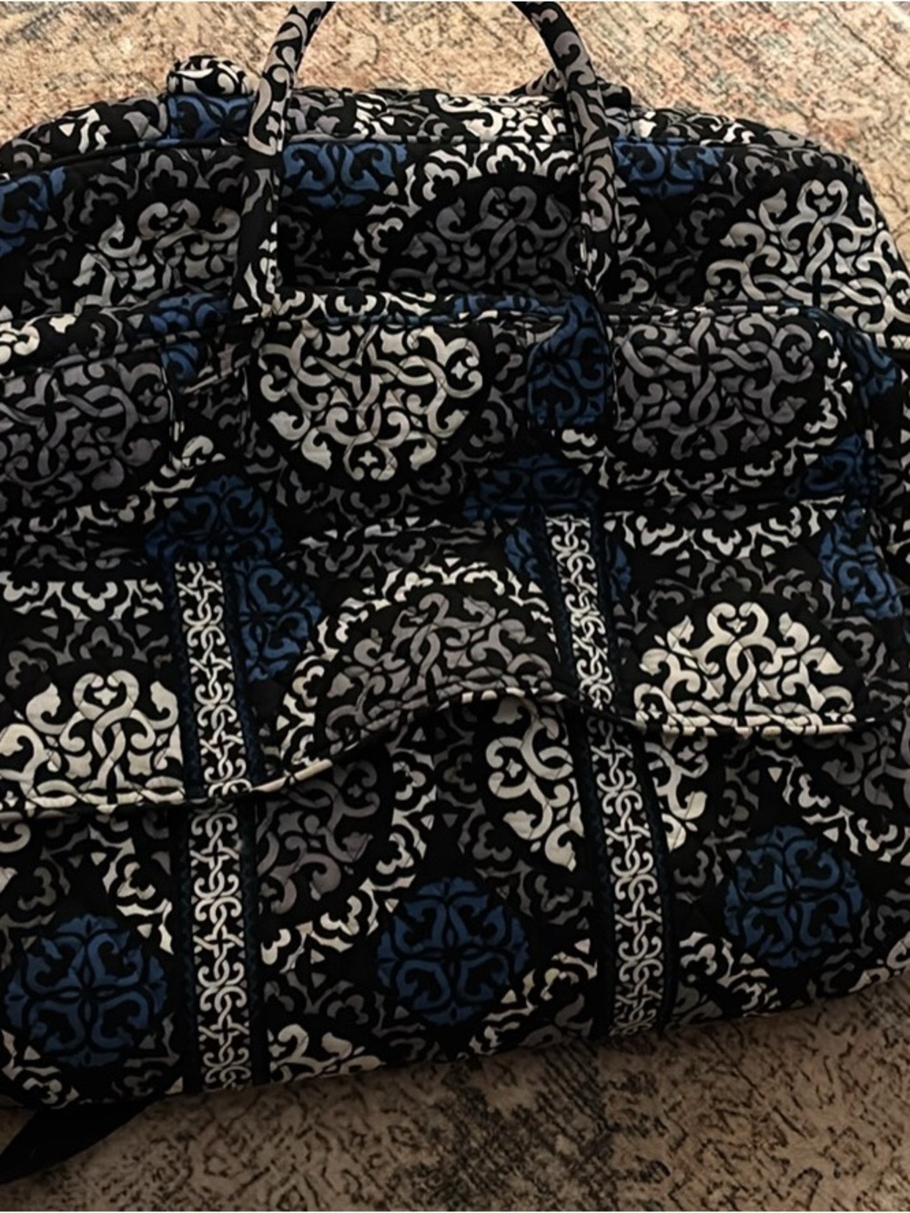 Vera Bradley Canterberry Cobalt Retired Pattern Quilted Travel Bag